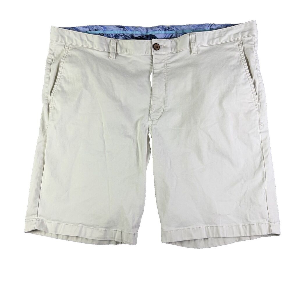 Tommy Bahama Boracay 10-Inch Chino Shorts Mens 42 Cream Beige Preppy Flat Front